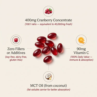Cranberry Concentrate Softgels (40,000mg) UTI Relief Supplement