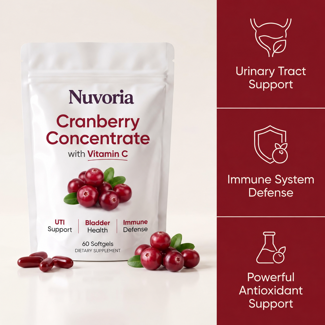 Cranberry Concentrate Softgels (40,000mg) UTI Relief Supplement