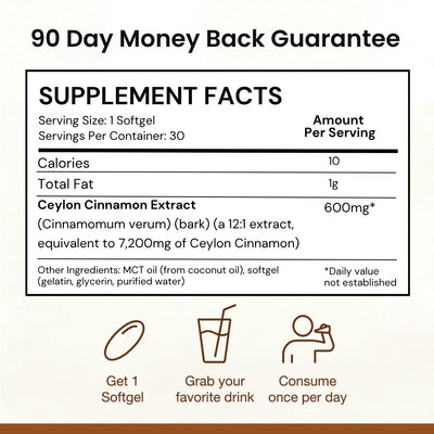 Ceylon Cinnamon 7200mg Equivalent with MCT Oil
