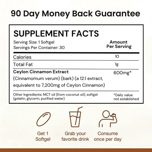 Ceylon Cinnamon 7200mg Equivalent with MCT Oil
